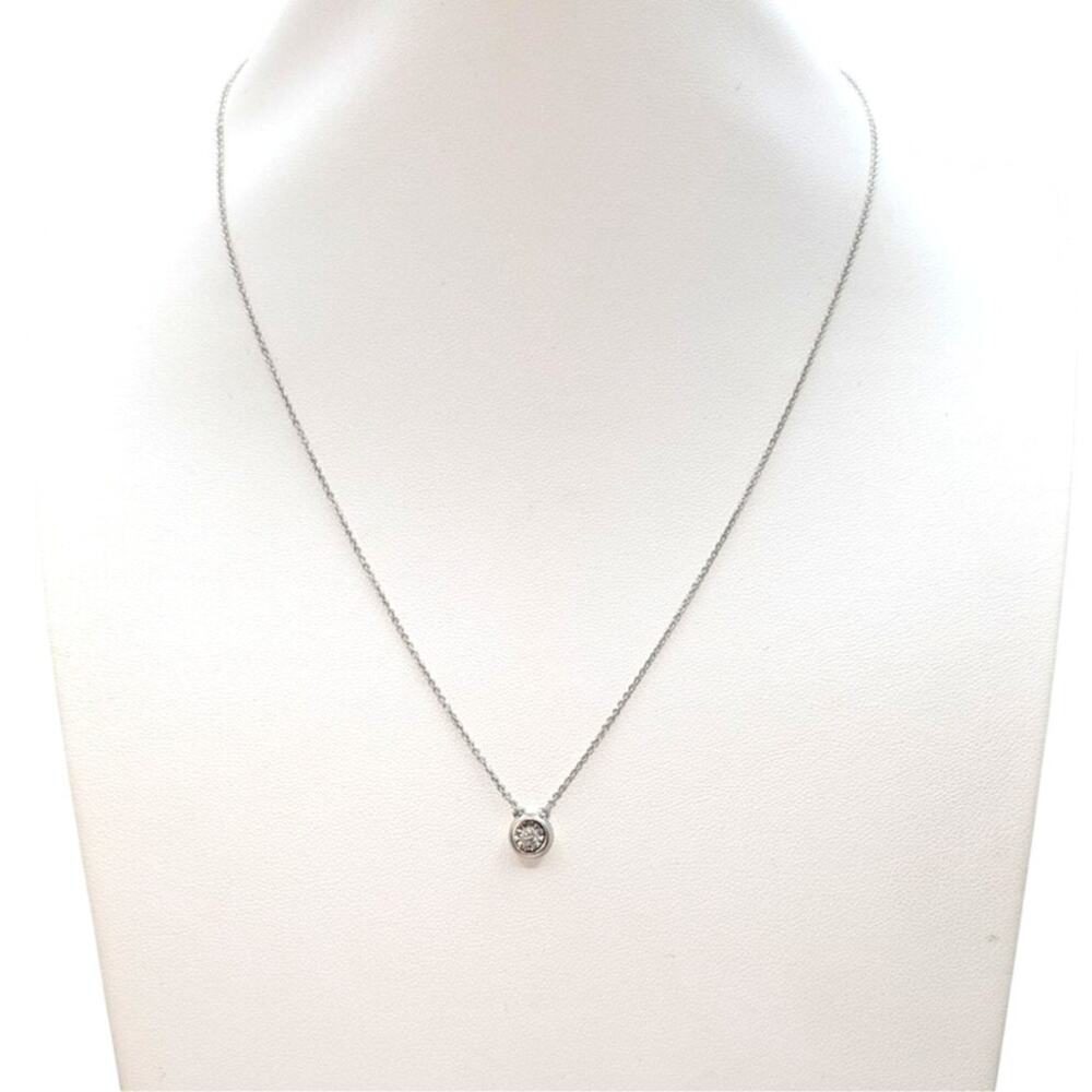 Vintage 925 India Sterling Silver Floating Diamond Pendant 18.25" Chain Necklace